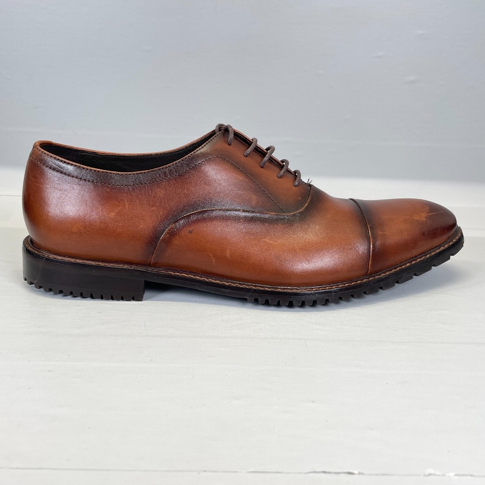 Cole Haan Grand Oxford Dress Shoes Mens Size 9.5 Brown Leather Cap Toe Lace Up